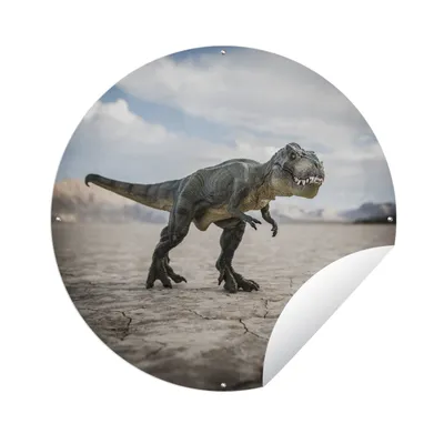 Obrázek produktu pro MuchoWow® Kulatý venkovní plakát - Dinosaurus - kameny - písek - Ø 120  - Zahradní dekorace