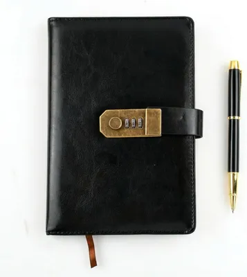 Produktbild von Notizbuch A5, 200 Seiten, mit Stift und Zahlenschloss, Kunstleder, für Tagebuch