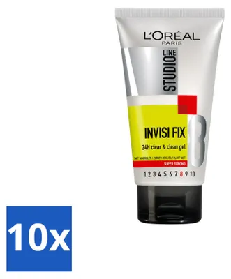 Produktbild von 10 x L'Oréal Paris Studio Line Invisi Fix 24h Clear & Clean Haargel 150 ml - Vorteilspackung - 10 Stücke
