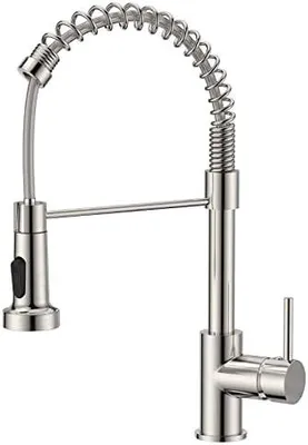 Produktbild von Wasserhahn Küche, Hoher Bogen Hochdruck Küchenarmatur mit Herunterziehen Brause Armatur, Mischbatterie Spültischarmatur Küchenarmaturen, 360° Schwenkbar Zwei Sprühfunktionen, Edelstahl