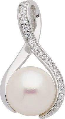 Produktbild von Anhänger mit Süßwasserzuchtperle Silber mit Zirkonia 925 Sterlingsilbe