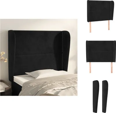 Produktbild von vidaXL Kopfteil mit Ohren Schwarz 103x23x118/128 cm Samt -  Kopf- & Fußenden