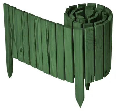 Produktbild von Garronda Beeteinfassung Holz Rollzaun Gartenzaun imprägniert Flexibler Rollborder Rasenkante  Länge: 200 cm (Dunkelgrün, Höhe: 30 cm)