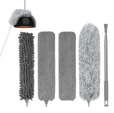 Produktbild von Teleskop-Staubwedel - 7-teiliges Set mit Mikrofaser-Aufsätzen - Ausziehbar bis 243 cm Länge