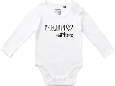 Produktbild von Huuraa Baby Body Pflegerin mit Herz 62 White  Baumwolle Fairtrade Langarmbody Geschenkidee