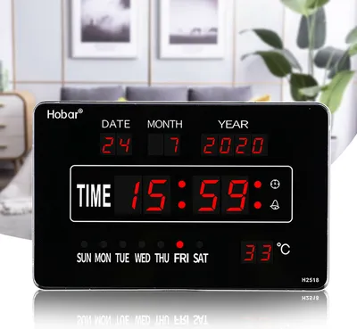 Zdjęcie produktu dla Zegar cyfrowy LED Cyfrowy zegar ścienny z datą Wyświetlanie temperatury w czasie rzeczywistym do salonu 220V