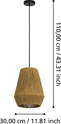 Produktbild von Eglo 43785 ALDERNEY E27 Hängeleuchte Ø300mm Schwarz Natur