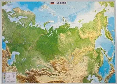Produktbild von Russland Reliefkarte groß 1:1.150.000 mit Aluminiumrahmen