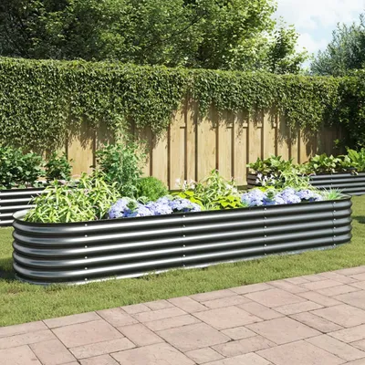 Image de Maison Exclusive - Potager surélevé 320 x 80 x 44 cm Acier galvanisé Gris