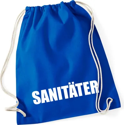 Produktbild von Huuraa Turnbeutel Sanitäter Schriftzug 12 Liter Bright Royal Baumwolle Rucksack Geschenkidee