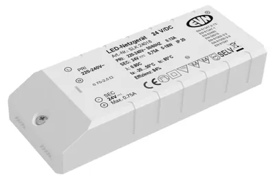 Produktbild von EVN LED-Netzgerät KunststoffSLK240180.5-18 W 24 V DC IP20 Weiß