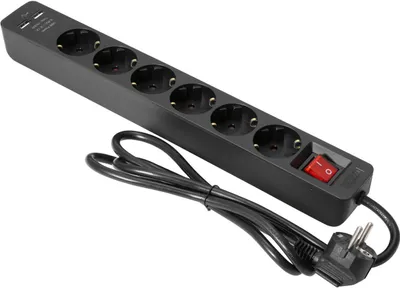 Obrázok produktu pre EUROLITE Steckdosenleiste ON-1 6-fach + 2 USB sw (30240157)