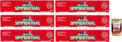 Produktbild von SIMMENTHAL carne in scatola, Rindfleisch in Aspik 6x (3x 70g) 100% Italienisch Fleisch Aspikfleisch + Italian Gourmet polpa 400g