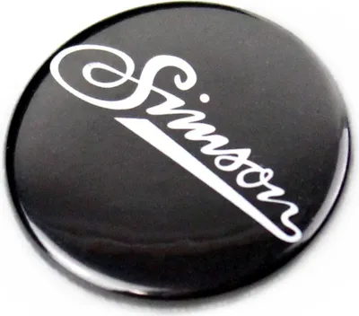 Produktbild von Simson Blech Button Durchmesser 25mm - mit Schutzüberzug und Bogennadel, Simson Schriftzug