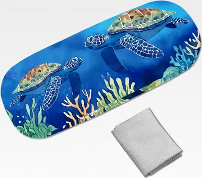 Produktbild von Brillenetui Hartschale Leder Tragbar Schmal Clamshell Schutzhülle Mit Reinigungstuch Für Damen Und Herren Schildkröte 16.2x6.4x3.9cm