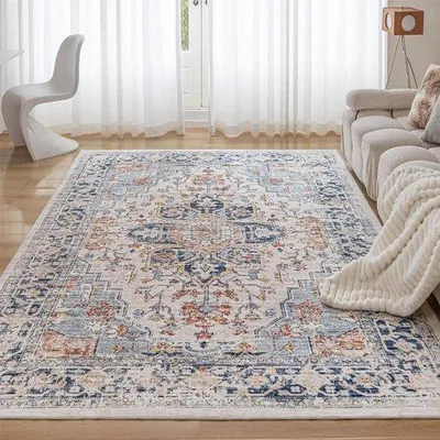 Imagen del producto de Alfombra vintage Unyqoos® lavable, 80 x 150 cm – pelo corto, base antideslizante (fibras de algodón y TPR), diseño oriental turco, ideal para salón y dormitorio, disponible en varios colores