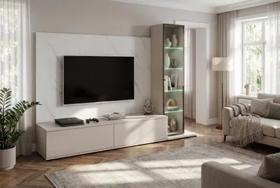 Produktbild von Wohnwand Anbauwand Wohnzimmer Schrankwand GLAM I mit Led Bel. Push - Click