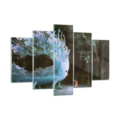 Produktbild von Bilder auf glas - 5 Teile - Monster Kind Fee - 150x100cm - Glasbilder - Wandbilder - Bilder - zum Aufhängen bereit - Wanddekoration aus Glas - Glas Bilder - Wandbild auf Glas - GEA150x100-4712