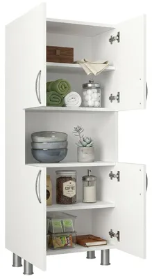Image de Tchoo - Armoire multifonction, 60x140h cm, blanc, 4 étagères