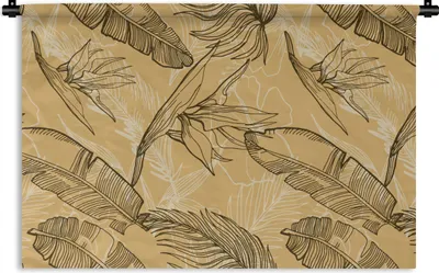 Produktbild von MuchoWow® Wandteppich Wandbehang Blätter - Sommer - Tropisch - Hawaii 90x60 cm Tapisserie Dekoration Wandtuch - Wandskulpturen - Bildteppich