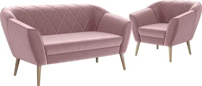 Produktbild von MEBLINI Mini Sofa Set 2-1 für Wohnzimmer - Mini Lounge für drei Personen - Küchensofa - Sofa Klein - Sitzgarnitur - Polstergarnitur - Sofagarnituren - GISELA - 2+1 - Rosa Samt