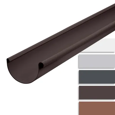 Produktbild von INEFA Dachrinne Kunststoff, halbrund, 200cm NW150 / 150mm, Dunkelbraun, Regenrinnen PVC, Steckmontage, Germany für Gartenhaus, Carport, Terrasse & Pavillion Dachentwässerung