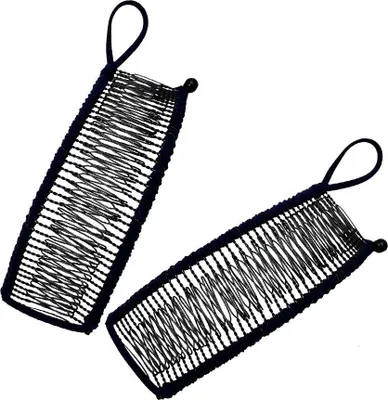 Produktbild von Bananen-Haarspange der Doppelkamm Dehnbarer Bananen-Kamm Vintage Bananen Haarspangen Versenkbarer Haarschmuck 30-Zahn-Bananenkammclip Professionelle Haarstyling-Werkzeuge für Frauen(Schwarz)