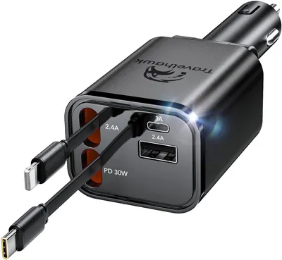 Produktbild von Travelhawk Autolader 86W USB C Lightning Snellader