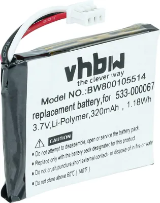 Produktbild von vhbw Akku Ersatz für Logitech L/N: 1110, L/N: 1109, AHB472625PST, 533-000067 für Wireless Headset Kopfhörer (230 mAh, 3,7 V, Li-Polymer)