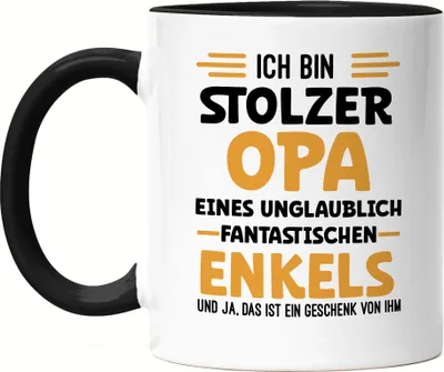 Produktbild von Ich bin stolzer Opa Tasse Schwarz Geschenk Vatertag Opa Enkel Geburtstag