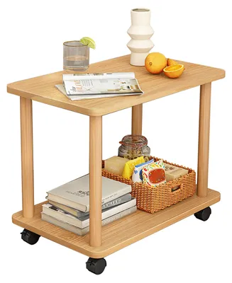 Image de Table d'appoint en bois sur roulettes - Longueur : 60 cm - Largeur : 30 cm - Hauteur : 47 cm