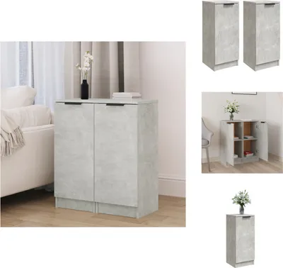 Immagine prodotto di vidaXL Credenze 2 pz. Grigio cemento 30x30x70 cm materiale a base di legno - Credenze