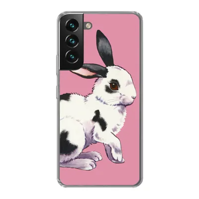 Produktbild von MuchoWow® Handyhülle Schutzhülle Hülle für Samsung Galaxy S22 Kaninchen mit rosa Hintergrund Silikon Softcase Handy Hülle - Mobiltelefonhülle