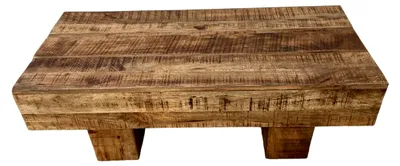 Produktbild von Couchtisch aus massivem Mango-Holz 110 x 50 cm - Beistelltisch im Industrial-Stil für das Wohnzimmer