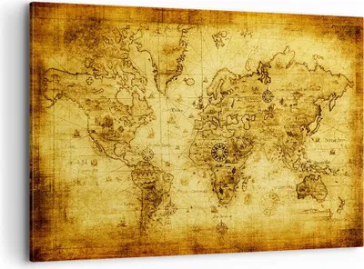 Produktbild von Bild auf Leinwand - Leinwandbild - Karte Welt Kontinente - 120x80cm - Wand Bild - Wanddeko - Leinwanddruck - Bilder - Kunstdruck - Wanddekoration - Leinwand bilder - Wandkunst - AA120x80-0127
