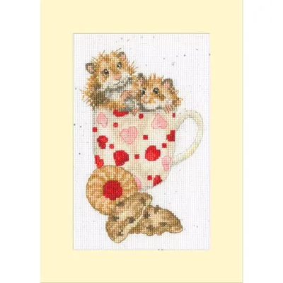 Produktbild von Bothy Threads Grußkarte Kreuzstich Stickpackung "Hammy-Jubiläum", Zählmuster, XGC44, 10x16cm