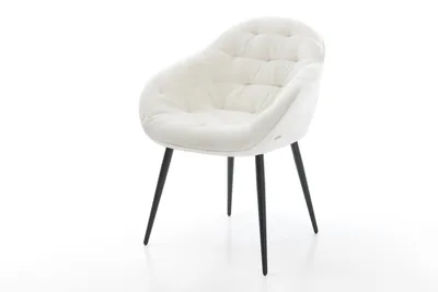 Produktbild von DELIFE Esszimmerstuhl Gaio-Flex Bouclé Soft Beige 4-Fuß konisch Schwarz