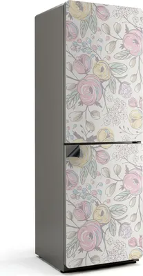 Zdjęcie produktu dla Kwiatowy wzór w pastelowych kolorach - Magnetyczna osłona lodówki - Magnetyczna folia dekoracyjna do kuchni - Magnetyczna dekoracja lodówki - Samoprzylepna tablica magnetyczna - Folia magnetyczna na drzwi lodówki - 60x180 cm
