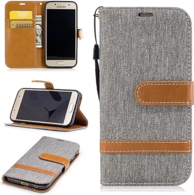 Produktbild von Tasche für Samsung Galaxy A3 2017 Jeans Cover Handy Schutz Hülle Case Grau