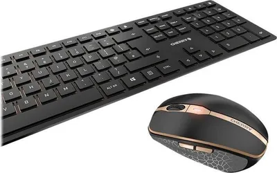 Immagine prodotto di CHERRY DW 9100 SLIM - Set tastiera e mouse - senza fili - 2,4 GHz, Bluetooth 4.2 - Pan-Nordic - nero/bronzo (JD-9100P