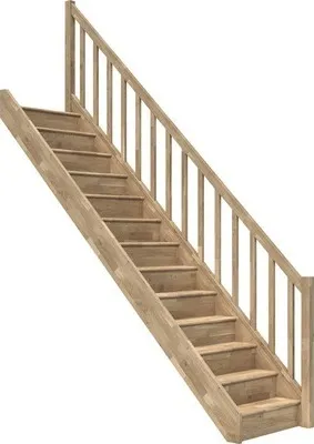 Produktbild von Pertura Wangentreppe Elenie Eiche Lackiert Mit Setzstufen Seitenwange eiche gerade 83,5 cm 14 Stufen / 15 Steigungen Sta