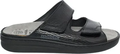 Produktbild von Mephisto James, Pantolette, Black, Mamouth 714 (Glattleder), Wechselfußbett, Klettverschluss J811 43