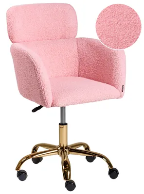 Produktbild von BELIANI Bürostuhl Rosa Bouclé Höhenverstellbar Drehbar Modernes Design Homeoffice Schreibtischstuhl