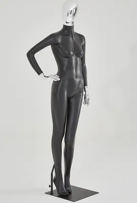 Produktbild von EurotondisplayDF2-8D schöne abstrakte schwarz Matt Schaufensterpuppe Galvanik Kopf und Hände  Weiblich Damen Ganzkörper Schaufensterfigur hochwertig