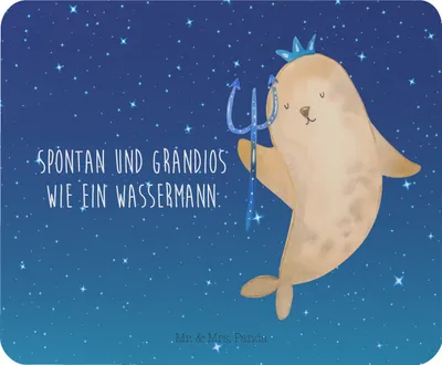 Produktbild von Mr. & Mrs. Panda Mousepad Sternzeichen Wassermann - Sternenhimmel Blau - Geschenk, Mouse Pad, mousematte, Mauspad, Meer, Geburtstag Februar, notebook, Nix, Januar