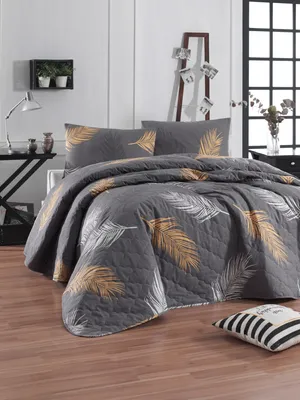 Produktbild von L'Essentiel Linge de Maison, Olivia - Gold, Grey vPoly, Gesteppte Tagesdecke für King-Size-Betten (IT) (ES), Gold, 65 % BAUMWOLLE / 35 % POLYESTER, 200 x 250 cm