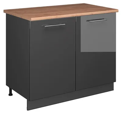 Zdjęcie produktu dla Szafka pod zlew Vicco Fame-Line Antracyt połysk/Antracyt 100 cm, BP Dąb, Model 61930