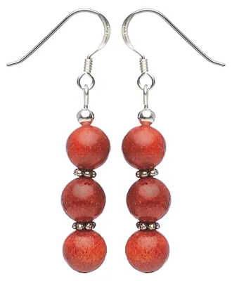 Produktbild von Ohrringe Ohrhänger aus Koralle Schaumkoralle & 925 Silber rot Korallenohrringe