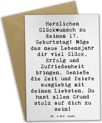 Produktbild von Mr. & Mrs. Panda Klappkarte Spruch 17. Geburtstag - Weiß - Geschenk, Jugend, hochzeitskarten, Happy Birthday, weihnachtskarten, feiern, Geburtstagsgeschenk, siebzehnter