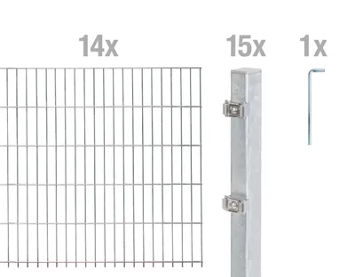 Produktbild von Alberts Doppelstabmatten Zaun, Höhe 120 cm, Länge 28 m, Zaun-Komplettset zum Einbetonieren, feuerverzinkt, Pfosten 60x40 mm